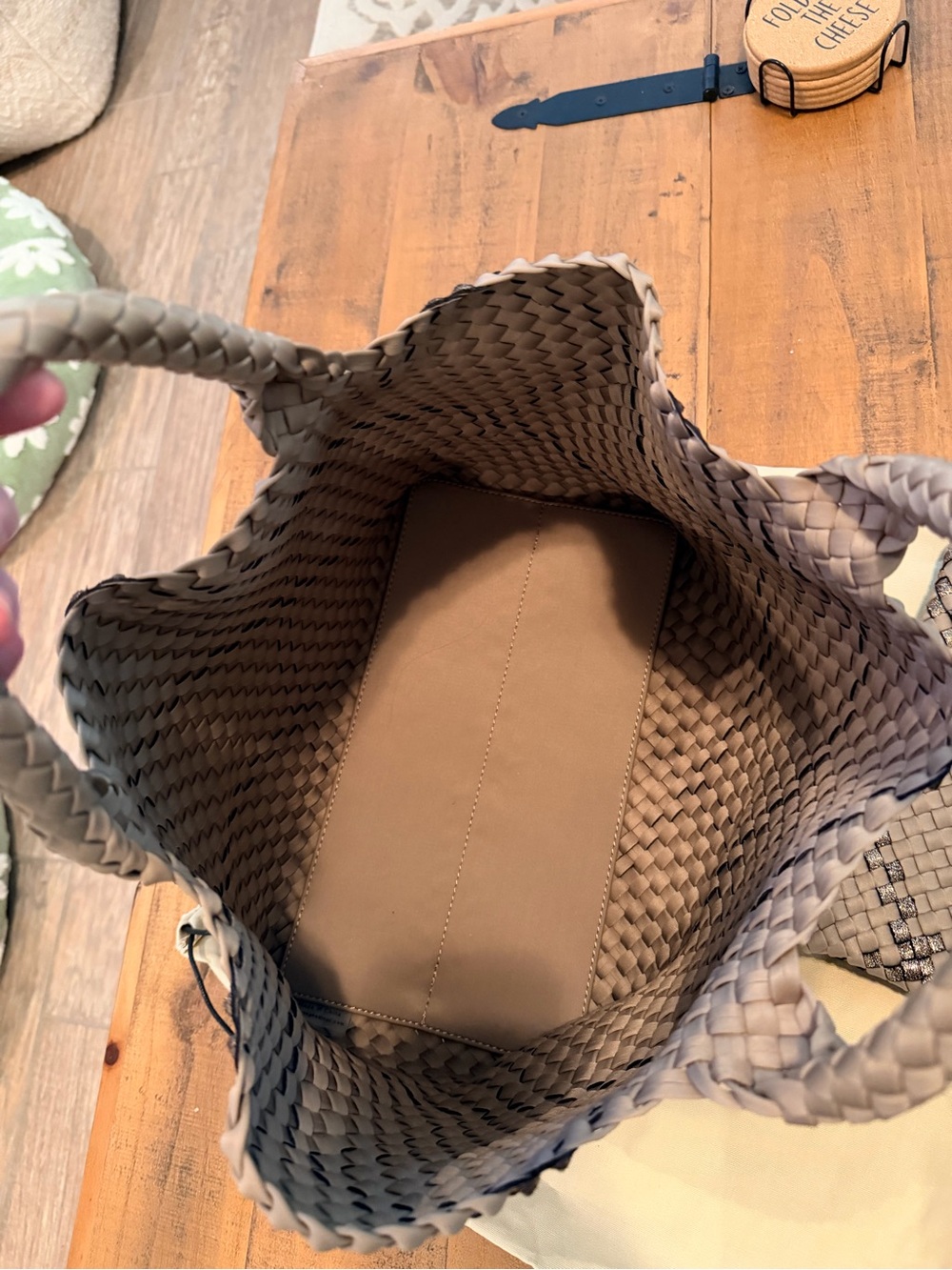 Naghedi St. Barths Woven Tote in Cashmere and Bronze Metallic, Medium - Picture 7 of 14